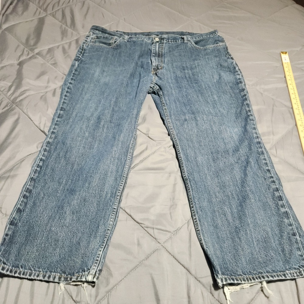 Levi's 559 Men's Jeans 46x30 Actual 44x27 Relaxed Straight Blue Denim Raw Hem - Picture 4 of 13